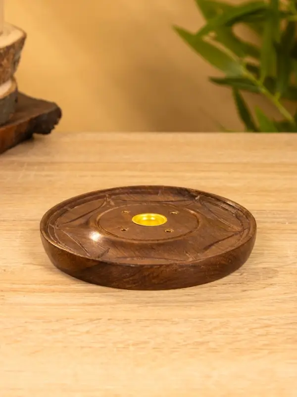 Подставка под благовония круглая, 12.5&times;12.5&times;1.5 см, дерево шишам