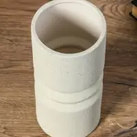 Ваза керамика настольная "Бэрри" прямая кольца, h=24,5 d=11 см, белый