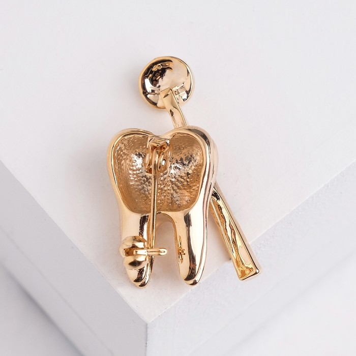 Брошь &laquo;Зуб с зеркалом&raquo;, цвет белый в золоте
