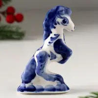 Сувенир Лошадь цирковая малая, 8,5х6,5 см, гжель