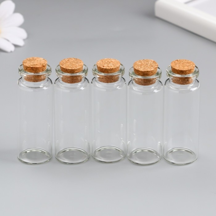 Декор для творчества стекло Декор для творчества стекло "Бутылочка с пробкой"набор 5 шт 14 мл 6х2,2х2,2 см