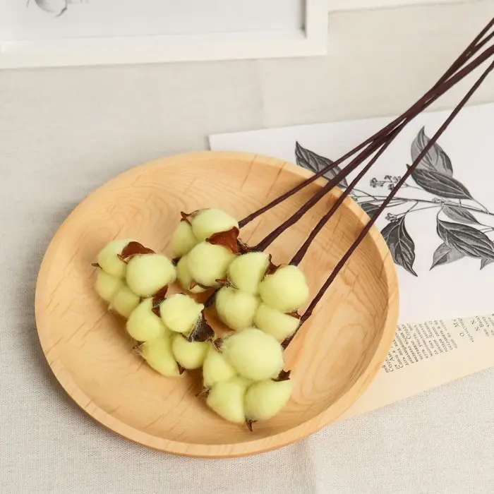 Декор сухоцвет &laquo;Хлопок&raquo;, h=30 см, d=5 см, жёлтый