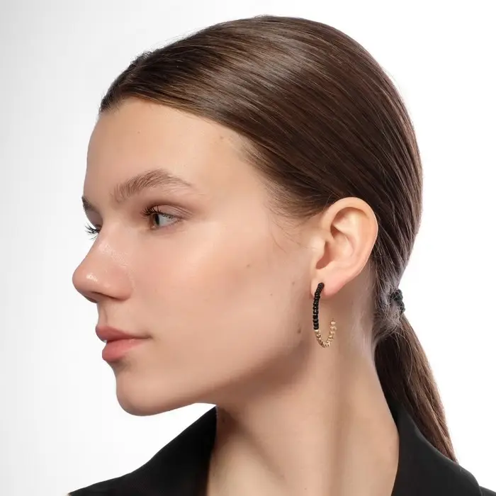 Серьги набор 8 пар &laquo;Ночь&raquo; кольца, цвет чёрно-белый в золоте, d=4