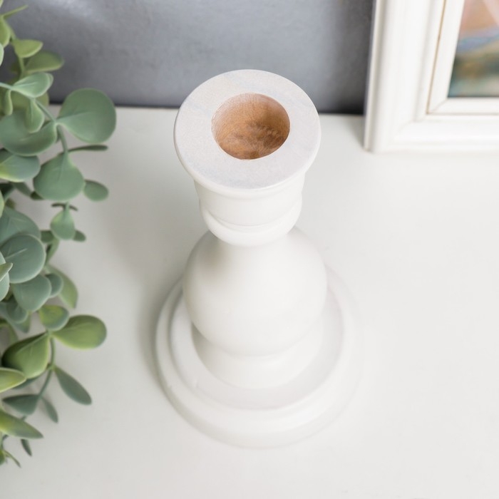 Подсвечник дерево "Моранди" белый 16,5х8,5х8,5 см