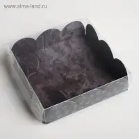 Коробка для печенья, кондитерская упаковка с пластиковой крышкой, For you, 10.5 х 10.5 х 3 см