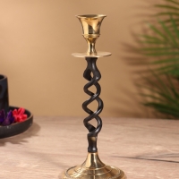 Подсвечник на 1 свечу "Спираль" латунь, черный с золотом 7х19 см