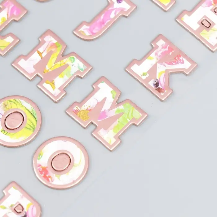 Наклейка пластик "Английский алфавит и цифры. Цветы" 31х14 см