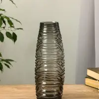 Ваза стекло настольная "Ванесса" полосы, 30х12 см, серый