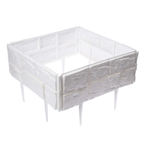 Ограждение декоративное, 24 &times; 177,5 см, 5 секций, пластик, белое, &laquo;Камень&raquo;