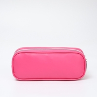 Косметичка-пенал, 2 отдела на молниях, цвет розовый