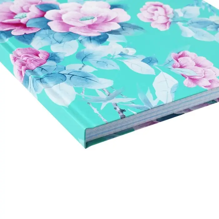 Колледж-тетрадь в твердой обложке 7БЦ, А4, 160 листов, Цветы на мятном фоне, блок в клетку, матовая ламинация, ВЫБОРОЧНЫЙ ЛАК