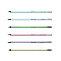 Карандаш чернографитный с ластиком ErichKrause &laquo;Pastel&raquo;, HB, грифель d=2.2 мм, пластик, круглый в тубусе, пастель МИКС