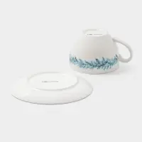 Чайная пара новогодняя &laquo;Зимний вечер&raquo;, 2 предмета: чашка 210 мл, блюдце d=15 см, фарфор, белая