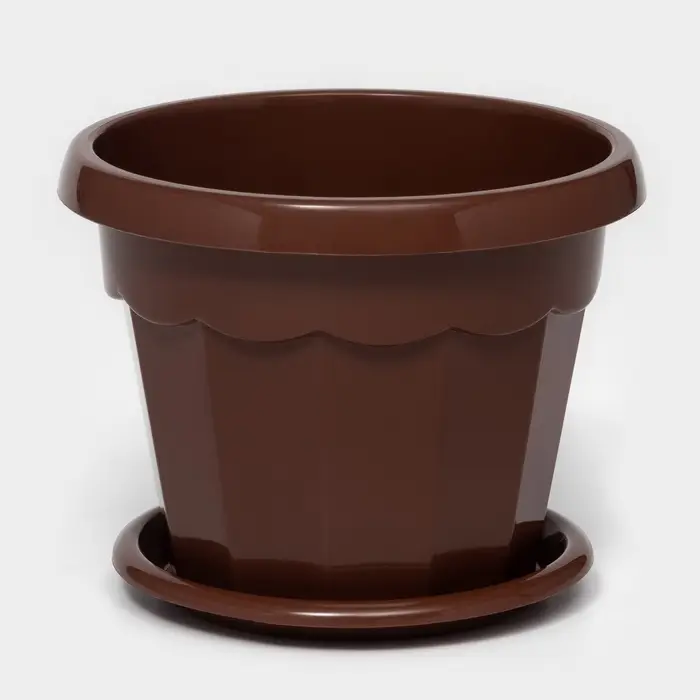 Горшок для цветов с поддоном &laquo;Доляна. Эрика&raquo;, 700 мл, пластиковый, коричневый