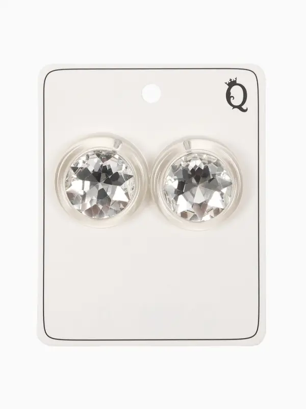 Серьги "Кристалл" круг, цвет прозрачно-белый