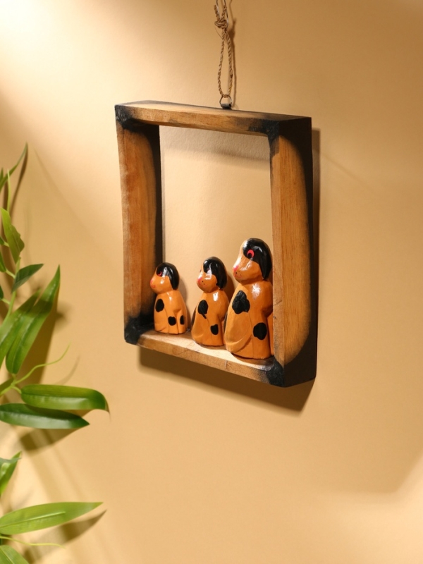 Сувенир интерьерный "Собаки в рамке" дерево 19х19 см