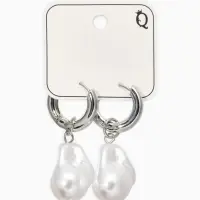 Серьги жемчуг "Барочный" галтовка, цвет белый в серебре