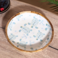 Блюдо "Черепаха и цветы" дерево манго 25,5х25,5х6 см