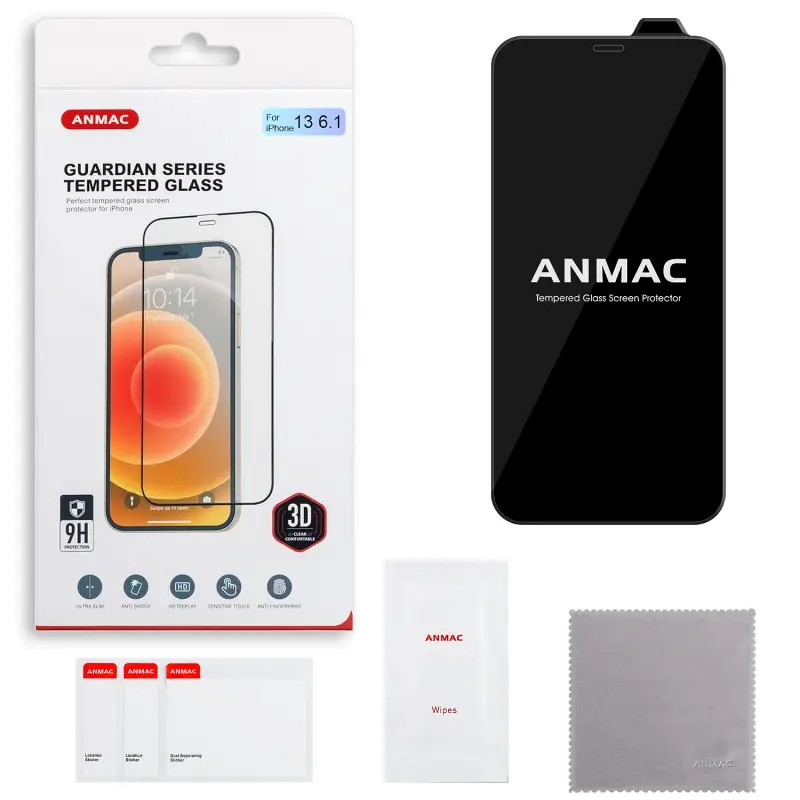 Защитное стекло iPh 13/13 Pro/14/16e 3D ANMAC черный Арт. 1137223