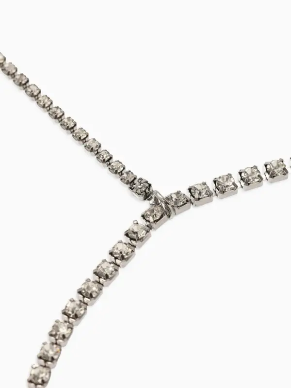 Цепочка на бедро бодичейн со стразами, цвет белый в серебре