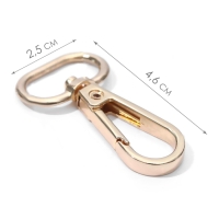 Карабин металлический, 46 &times; 25 мм / 20 &times; 3 мм, 5 шт, цвет золотой