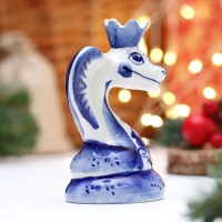 Новый год. Сувенир символ года "Змея с короной", гжель