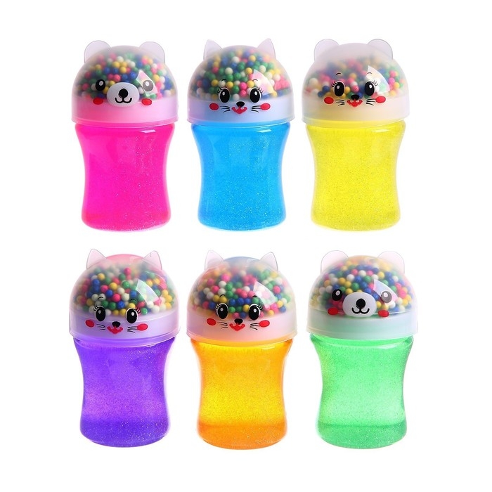 Лизун - слайм &laquo;Котик&raquo;, с наполнением, блёстки, цвета МИКС