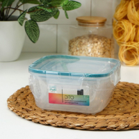 Набор контейнеров для продуктов с защёлкой, герметичная крышка, 3 шт: 400 мл, 800 мл, 1,5 л, прозрачные, крышка голубая