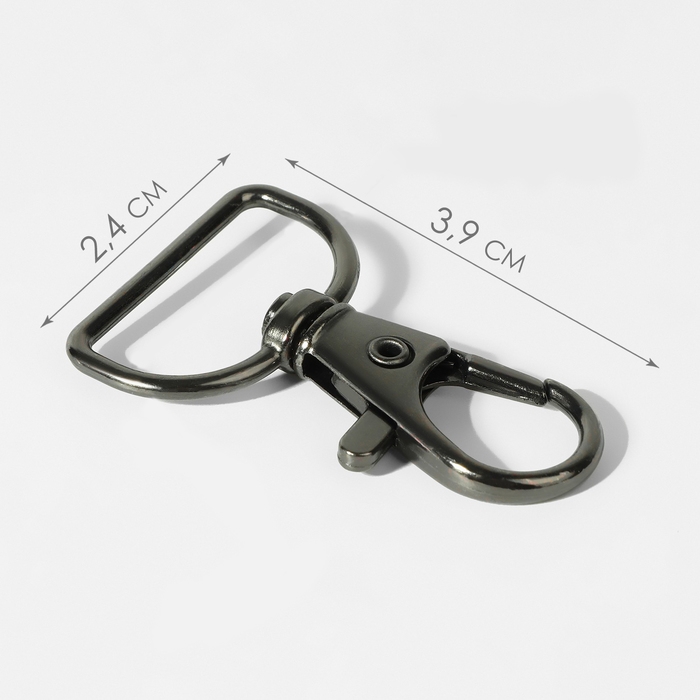 Карабин металлический, 39 &times; 24 мм / 20 &times; 1,5 мм, 6 шт, цвет чёрный никель