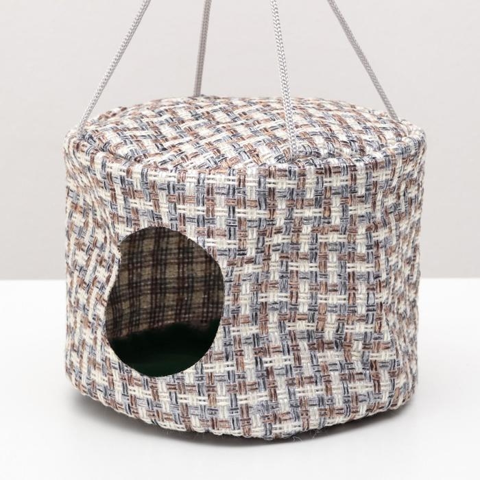 Подвесной дом для грызунов круглый, мебельная ткань, флис, 20 х 15 см, микс цветов