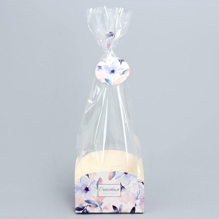 Пакет подарочный с коробкой, упаковка, &laquo;Цветы&raquo;, 12 х 12 х 40 см