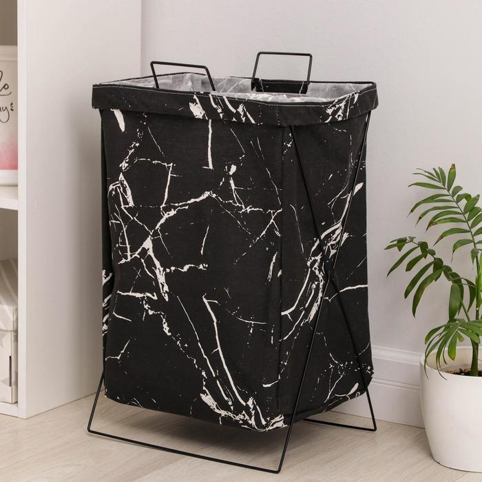 Корзина для белья Доляна &laquo;Монро&raquo;, 40&times;26&times;50 см, цвет чёрный