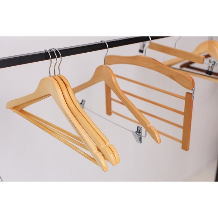 Плечики - вешалка для брюк и юбок LaDо́m Bois, 38,5&times;1,2&times;34,3 см, деревянная сорт А, многоуровневая, широкие плечики