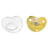 Соска - пустышка силиконовая ортодонтическая &laquo;Корона&raquo;, от 12 мес., с колпачком, цвет золотой/черный, стразы