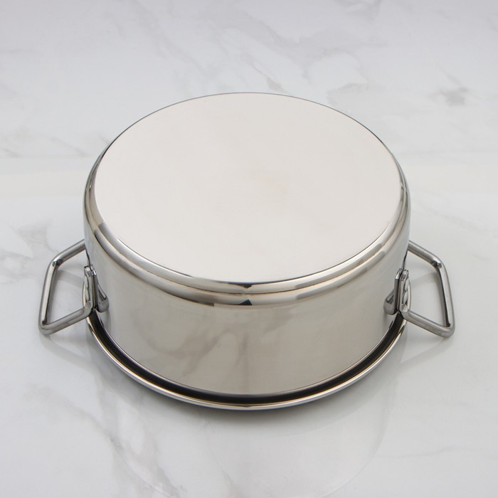 Кастрюля &laquo;Общепит&raquo;, 8 л, d=30 см, h=12 см, металлическая крышка, с теплораспределительным слоем, индукция