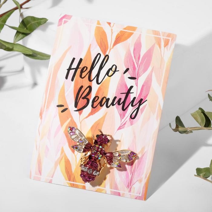 Брошь &laquo;Оса&raquo;, цвет фиолетовый в золоте