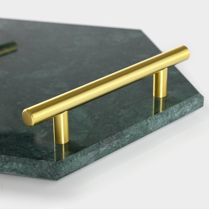 Поднос из мрамора Magistro Marble, 25&times;29 см, цвет изумрудный