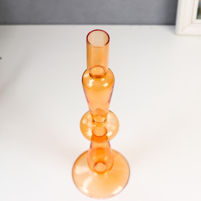 Подсвечник стекло на 1 свечу "Эльзас" прозрачный оранж 30х7,5х7,5 см