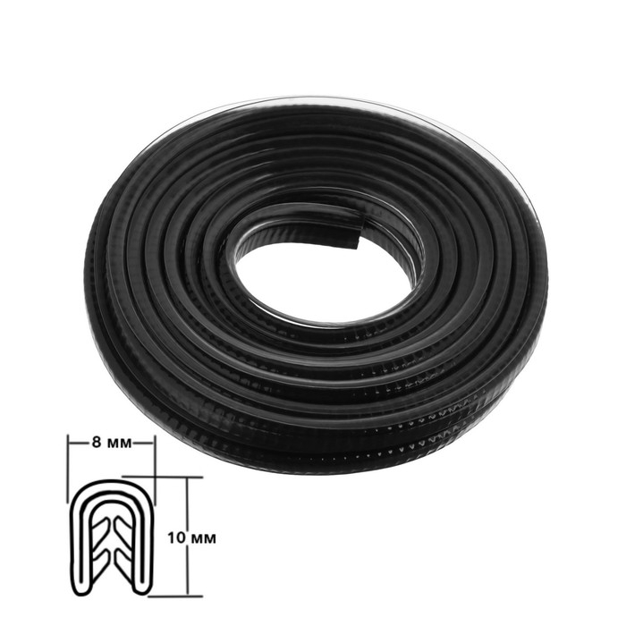 Защитная накладка на контур двери, металлический сердечник, 5 м, черный