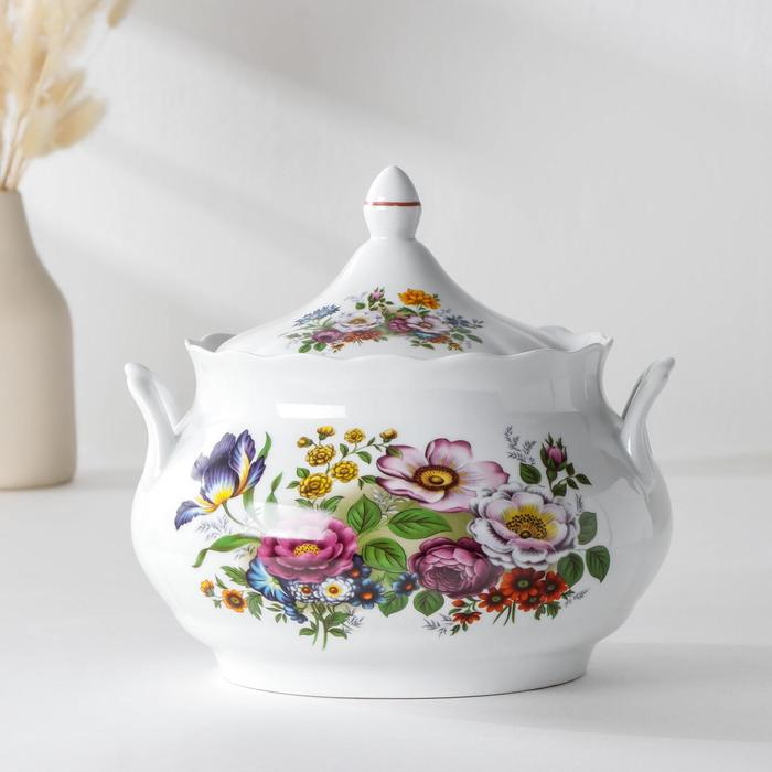 Набор столовой посуды Добрушский завод &laquo;Букет цветов&raquo;, 34 предмета, фарфор, белый