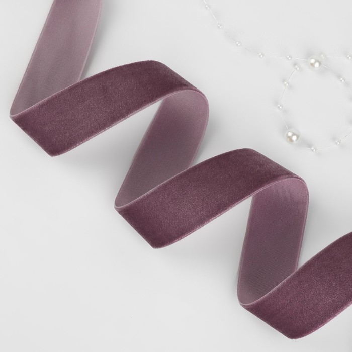 Лента бархатная, 25 мм, 18 &plusmn; 1 м, цвет ежевичный №199