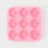 Форма для выпечки Доляна &laquo;Сладости. Пончик&raquo;, силикон, 28,5х28,5х3 см, 9 ячеек (d=8 см), цвет розовый