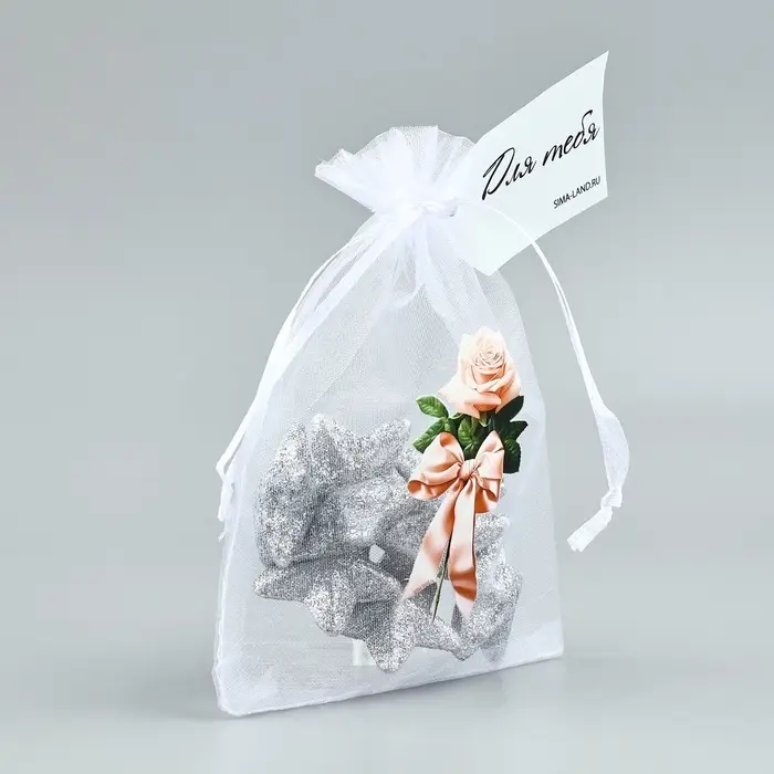 Мешочек подарочный из фатина с термонаклейкой &laquo;Роза&raquo;, 11 х 16 см +/- 1.5 см