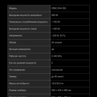 Встраиваемая микроволновая печь HBW 2544 BG черный