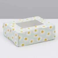 Кондитерская упаковка, коробка с ламинацией &laquo;Ромашки&raquo;, 10 х 8 х 3.5 см