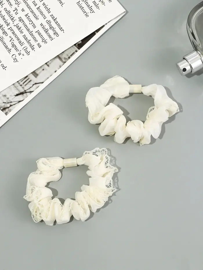 Резинка для волос "Каприс" (набор 2 шт) 7 см, молочный