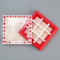 Коробка для конфет, кондитерская упаковка, 9 ячеек, &laquo;Я люблю тебя&raquo;, сердечки, 14.5 х 14.5 х 3.5 см