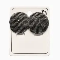 Клипсы "Винтаж" кург рубчик, цвет чернёное серебро