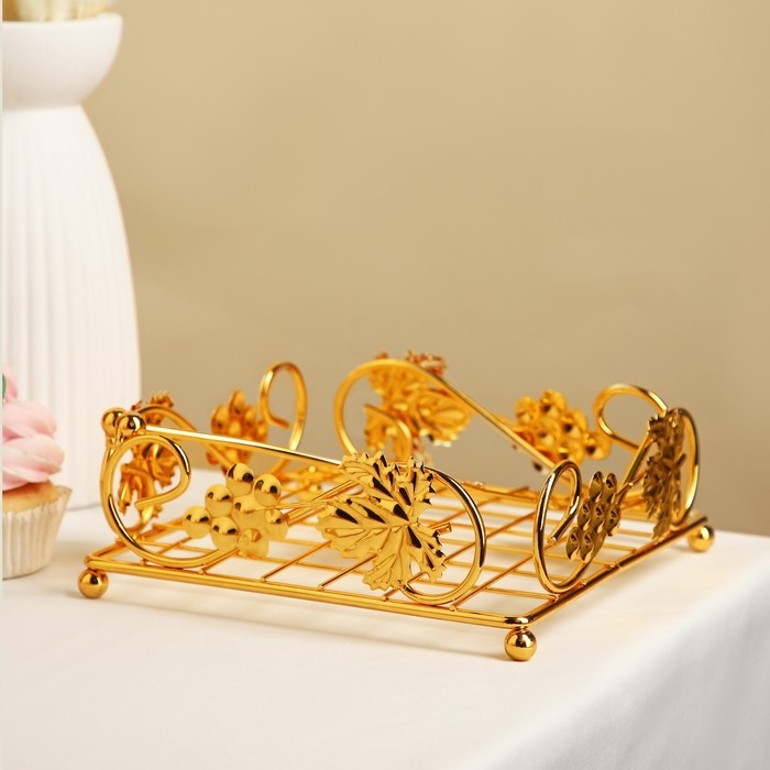 Подставка для салфеток декоративная &laquo;Виноград&raquo;, 19&times;7 см, золотистая