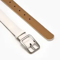 Ремень жен 05-01-02-01, Июнь2505, 3*0,3*110 см, без винта, пряж мат металл, 1 прокол, белый   109031